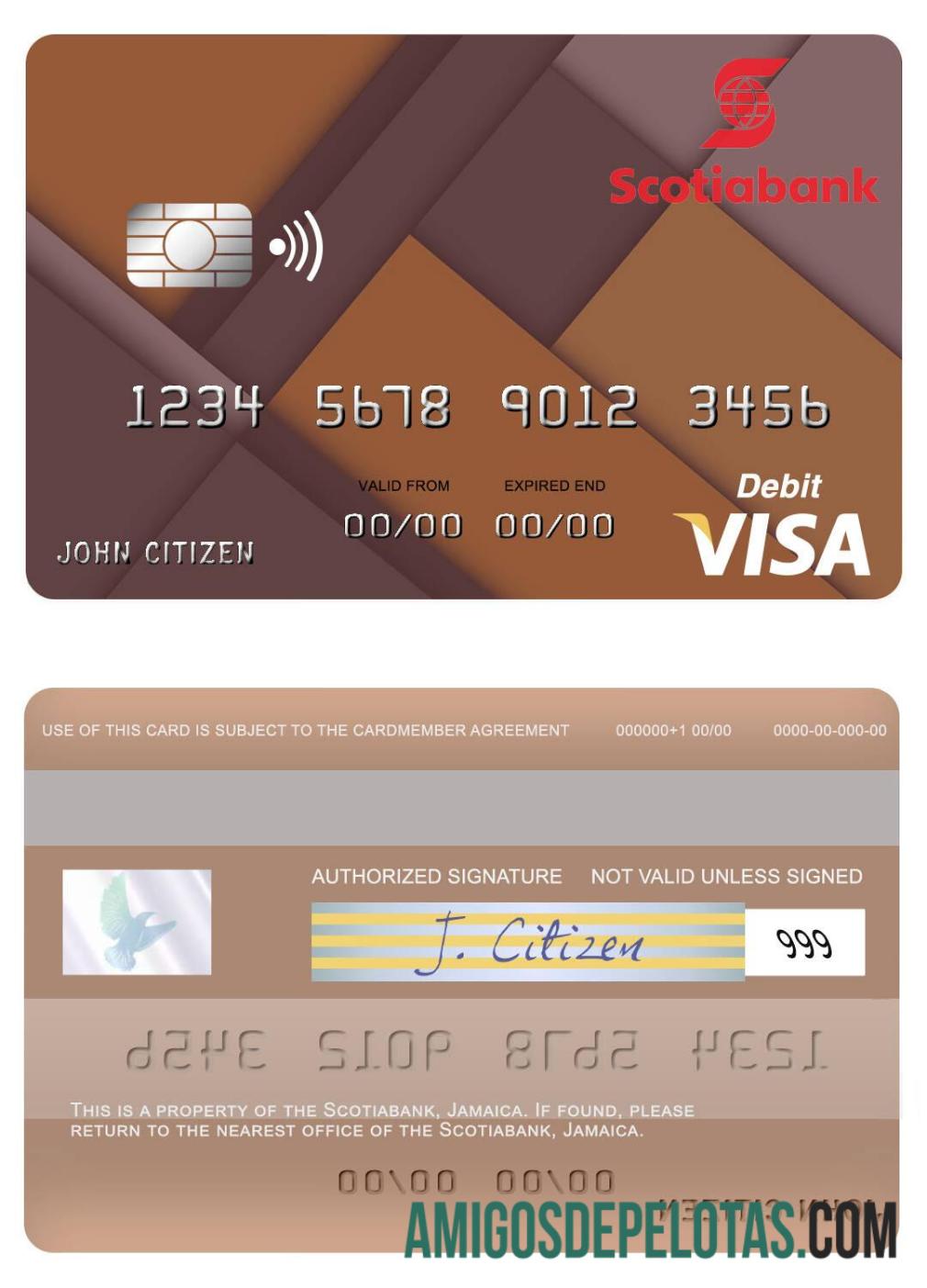 Jamaica Scotiabank Visa Debit Card sample